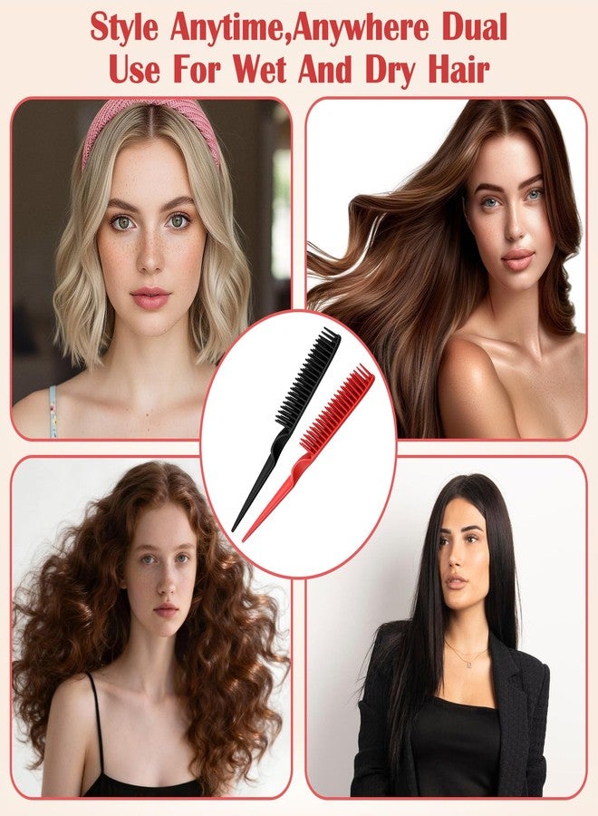 Macuezu 3 Row Comb, 4 PCS Curl Defining Combs Triple Row Styling Comb, Rat Tail Teasing Brush, Styling Hair Combs for Women Detangling, Defining and Curls Sectioning Hair - Image 5